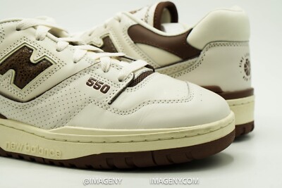 NEW BALANCE 550 AIME LEON DORE USED SIZE 8.5 WHITE BROWN BB550AB1