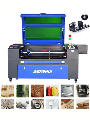 Autofocus 28 X 20 in 100W CO2 Laser Engraving Machine Engraver Cutter add Rotary