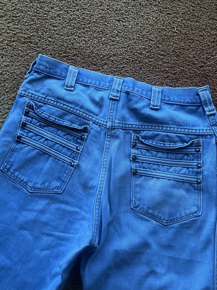 Vintage 70s Bell Bottom Flare Denim Jeans 32X31 Unbranded - Image 4 of 4