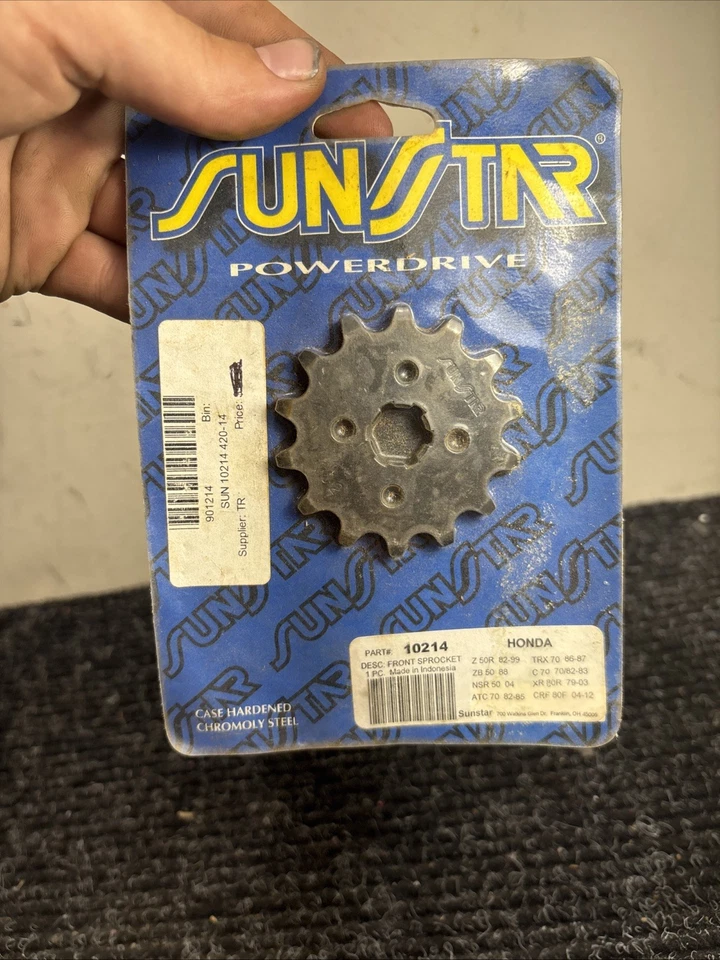Piñón delantero contraeje de acero SUNSTAR 10214 14T Honda CRF110F XR80R CRF80F Foto 3 de 3