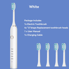 Sonic Electric Adult Toothbrush Rechargeable with 4 Replacement Brush Heads