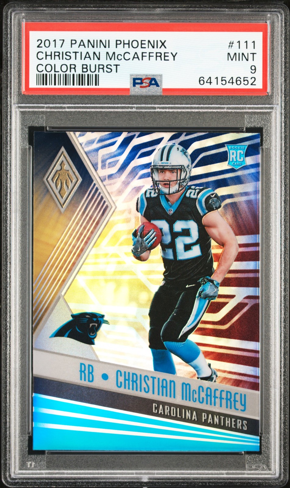 2017 PANINI PHOENIX COLOR BURST #111 CHRISTIAN MCCAFFREY ROOKIE RC PSA 9