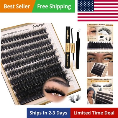 Lash Extension Kit Thick Eyelash Extension Kit 10-18mm Fluff Volume Lash Clus...