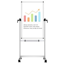 VIZ-PRO Double-Sided Magnetic Mobile Whiteboard, 48 x 24 Inches, Aluminium Frame