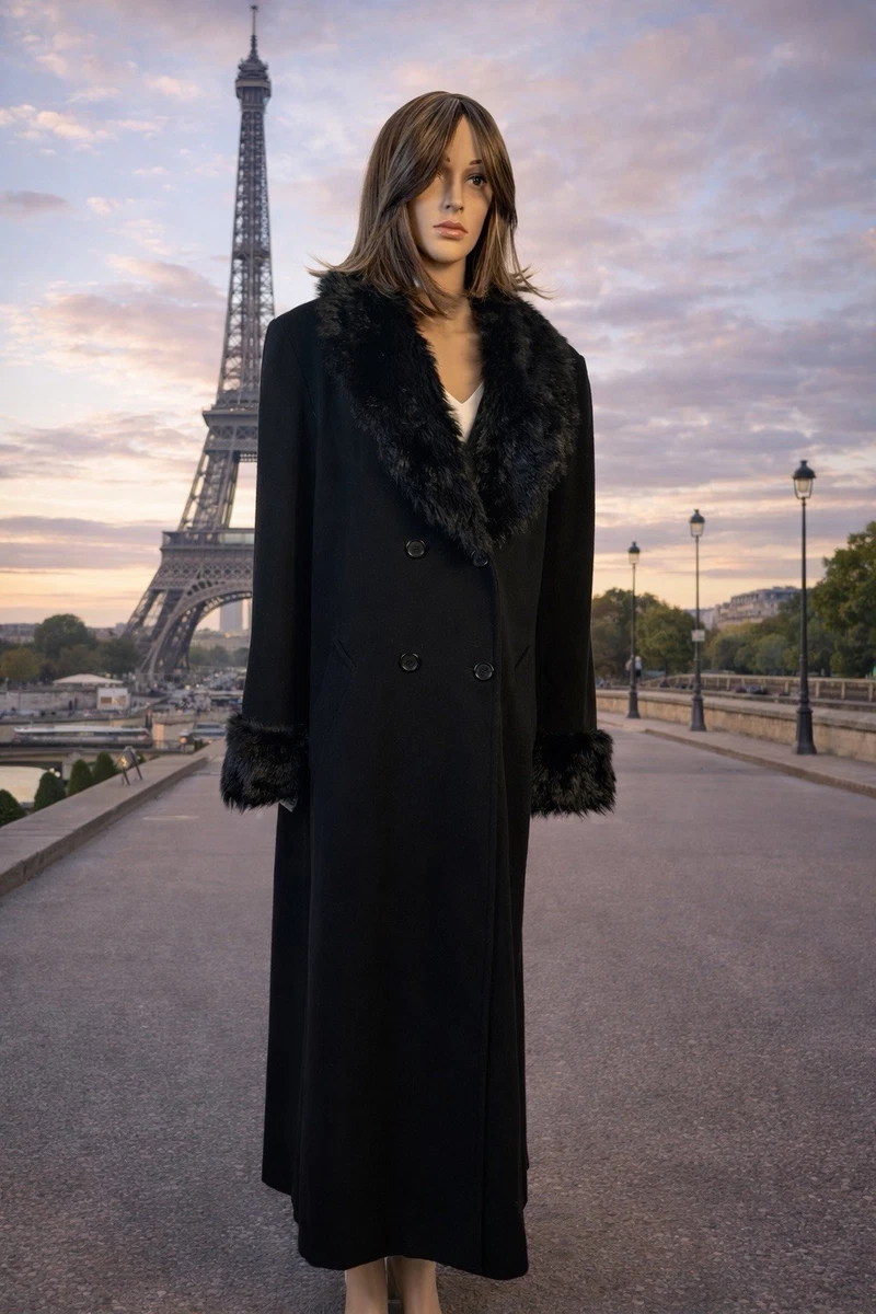 Faux Fur Outer Shell Trench Coat Regular Size Coats, Jackets