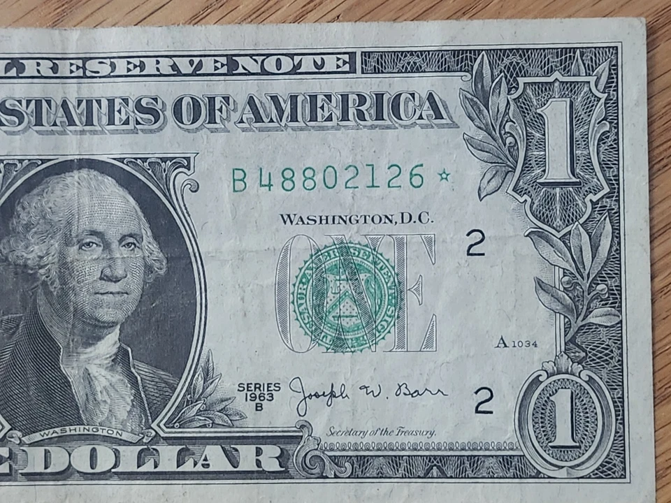 1963 B BARR $1 "STAR NOTE" NEW YORK DISTRICT B48802126*  - Image 4 of 4