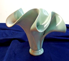 Hilborn Pottery Design Vase Sculpted Folded Robin's Egg Blue Funky Handkerchief