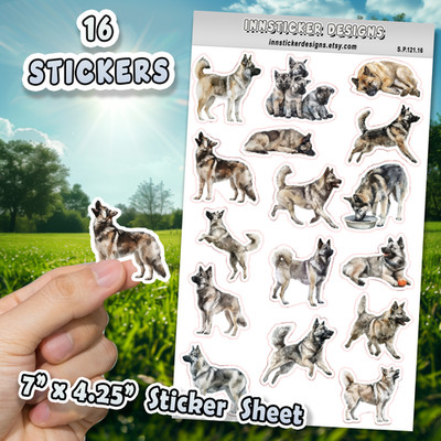 Norwegian Elkhound Dog Stickers for Journals, Scrapbooks, Planners, Glossy,Matte
