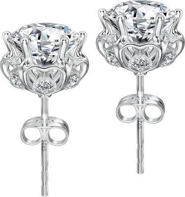 Moissanite Stud Earrings Heart Flower Cluster Earrings 925 Sterling Silver D Col