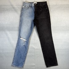 Frame Jeans Womens 26 Le Sylvie Slender Straight Black Indigo Mix Playtha