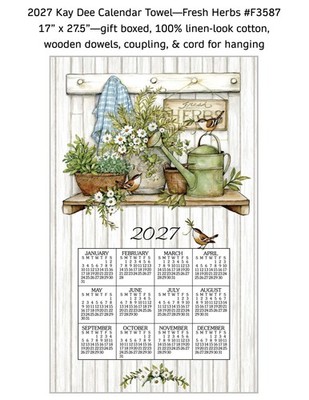 KAY DEE DESIGNS 2027 Calendar Towel ''Fresh Herbs''~17x27.5''~100% Cotton~F3587
