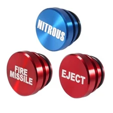 3PCS Cigarette Lighter Plug Cover Billet Button NITROUS+FIRE MISSILE+EJECT