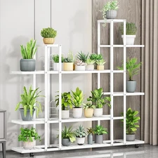 Large Plant Stand with Wheels Tiered Plant 11 Potted Multiple Flower Holder Rack