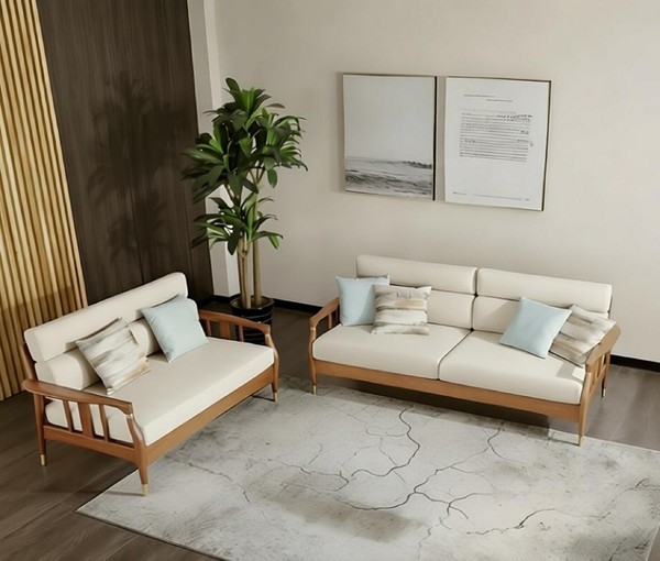 WeißEs Sofa Set 3+2 Sitzer Modernes Stilvolles Textil Wohnzimmer Sofa-image