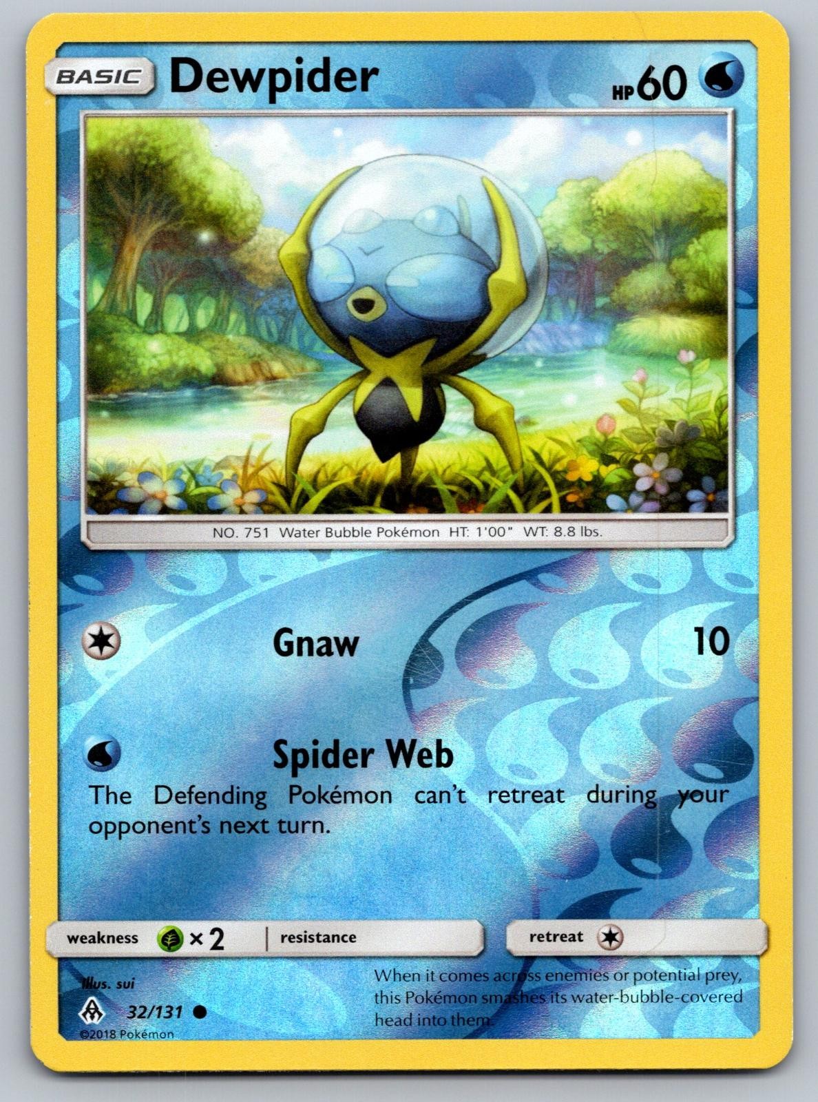 Dewpider 32/131 Common Forbidden Light Pokemon Reverse Holo Lightly Played