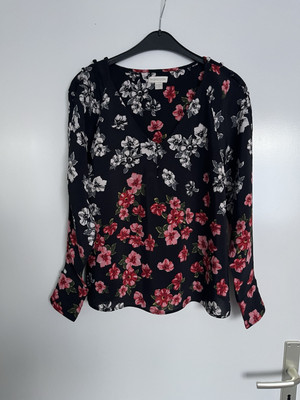 Monsoon Bluse schwarz rot weiß Gr. 38