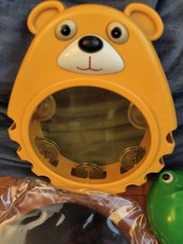 Bambino Tambourine, and pair of maracas, good for young children, yellow/green