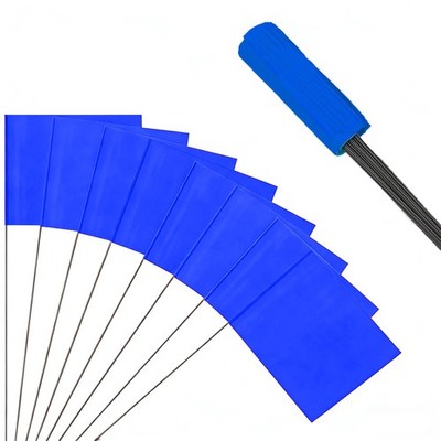 50Pack Blue Marking Flags, 13X4X5 Inch Marker Flags Use for Yard & Lawn, Bounda
