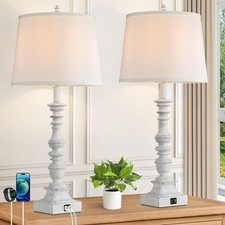 27.5'' Farmhouse Table Lamps Set of 2, Rustic Bedroom Lamps for Nightstand wi...