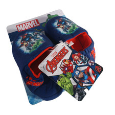 CAPTAIN AMERICA MARVEL AVENGERS Boys Plush Slippers Blue Size 9-10