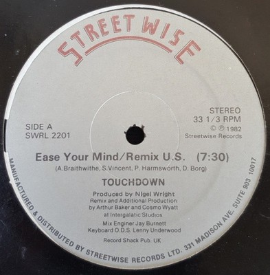 TOUCHDOWN Ease Your Mind 12'' NEW VINYL Streetwise reissue