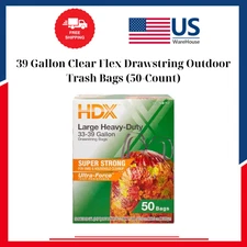 39 Gallon Clear Flex Drawstring Outdoor Trash Bags (50-Count)