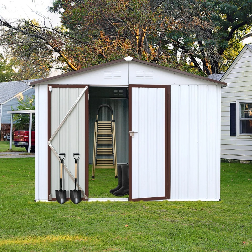 8x6ft Metal Storage Shed Outdoor Garden Apex Roof w/Free Padlock & Steel Vents - Image 4 of 4