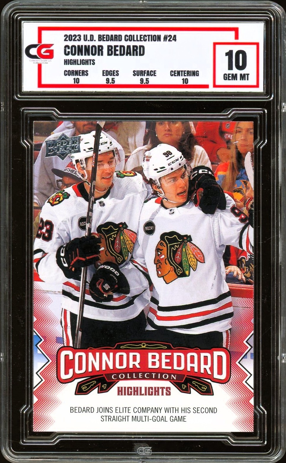 2023 Upper Deck Connor Bedard Collection ROOKIE #24 ~ GRADED CG 10 GEM