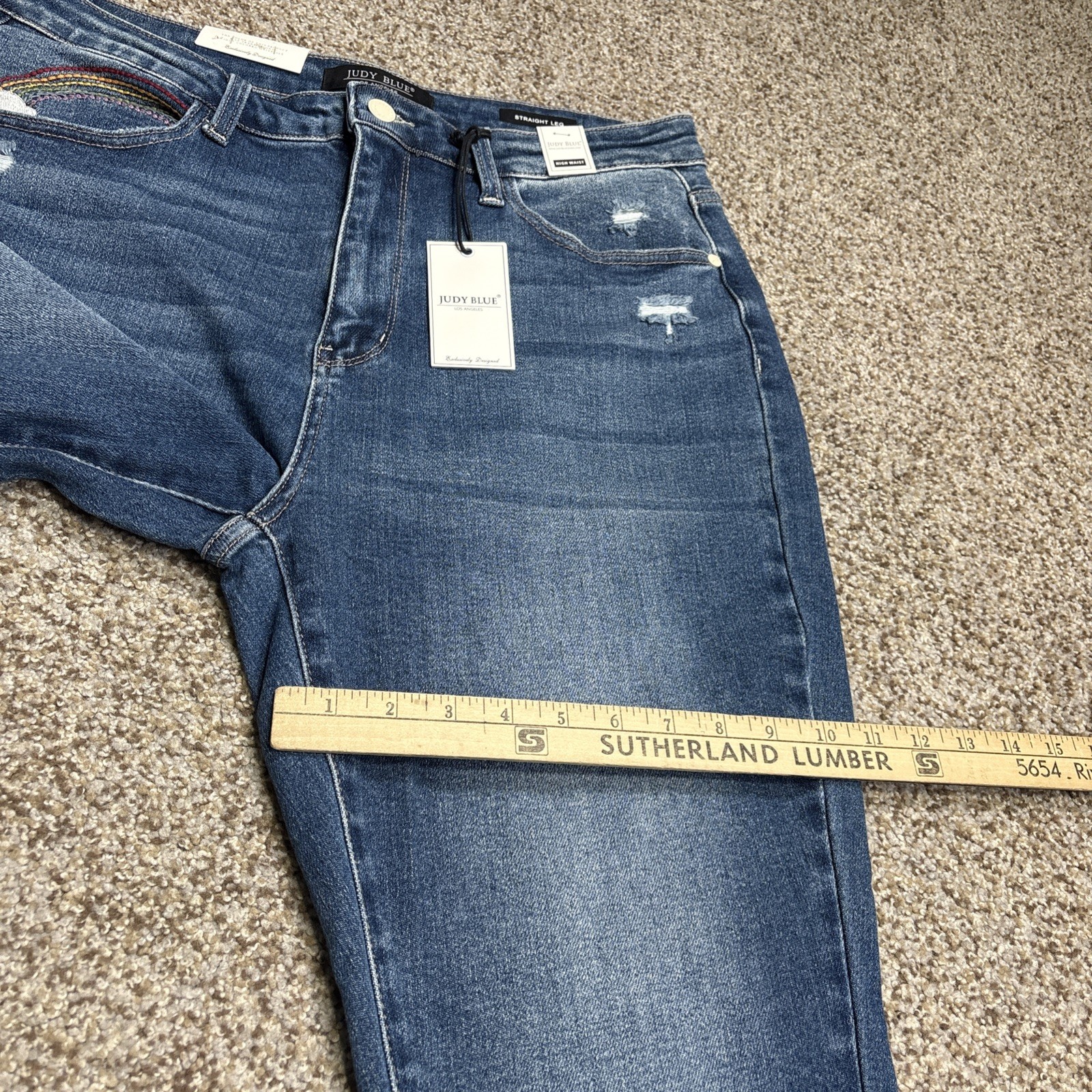 Judy Blue Straight Leg Jeans High Rise Womens 15/32 Fits 32 X 27.5 New With Tags - View 14
