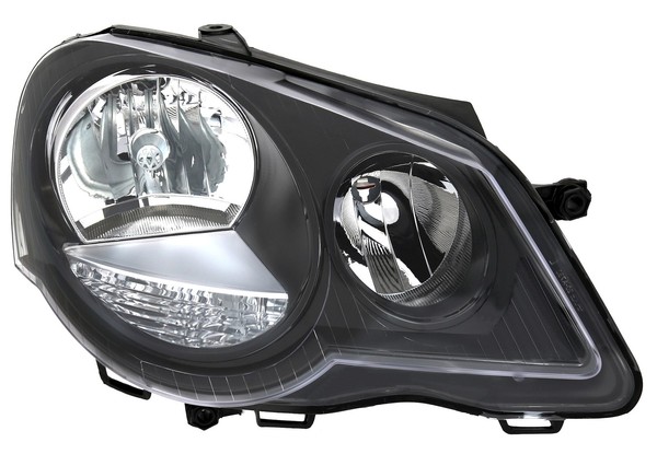 Scheinwerfer Rechts FüR VW Polo 9N 2005-2012 & GTI In Schwarz H1 H7 LWR Motor-image