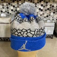 Nike Air Jordan Jumpman Pom Knit Beanie Hat Gray, Blue, Black, Cement Logo