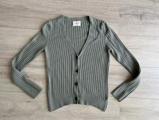 Strickjacke ESE O ESE Wolle Viskose Kaschmir Cardigan salbei grün 34 36 XS S
