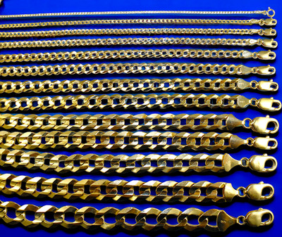 14K Yellow Gold SOLID Curb Cuban Chain Necklace Link Real 1.5mm-14mm 16''-30''