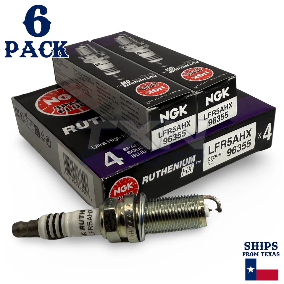 6 Pack NGK Ruthenium HX Spark Plugs 2007-2008 for Kia Rondo V6 2.7L - Image 2 of 3