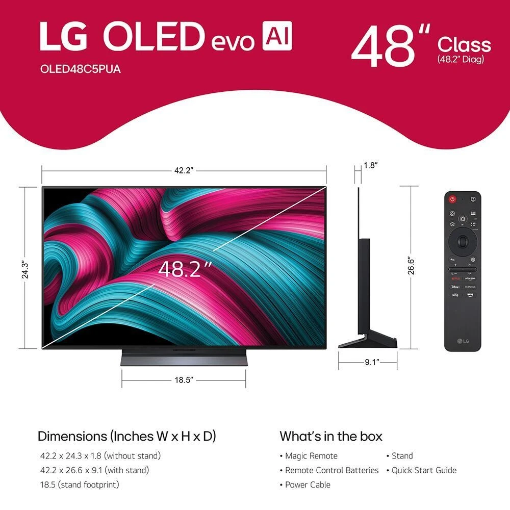 LG OLED48C5P 48" C5 4K UHD OLED evo Smart TV Dolby Vision