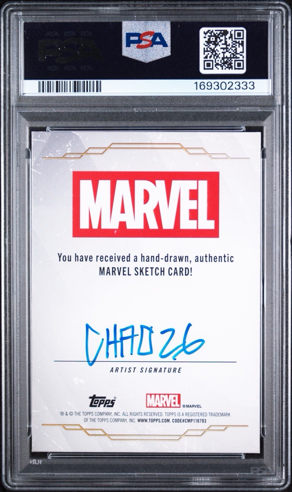 Topps 2025-26 Marvel Chao Spider-Man Silver Sketch Auto PSA 8 view 2