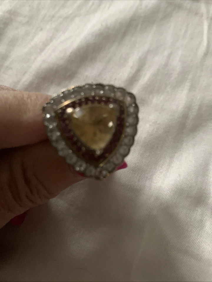 Anillo HSN Sima K 5+ quilates citrino-rubí-topacio 925 esterlina y vermeil trillón talla 7 Foto 2 de 4