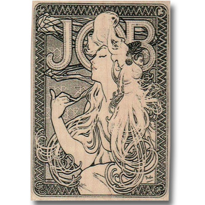 NEW Rubber Stamp, Art Nouveau Job Lady Victorian Mucha Art Woman Paper Hand Vtg