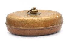 Antike ovale Wärmflasche Bettwärmer Rein Kupfer mit Stöpsel Vintage 29 x 19 cm