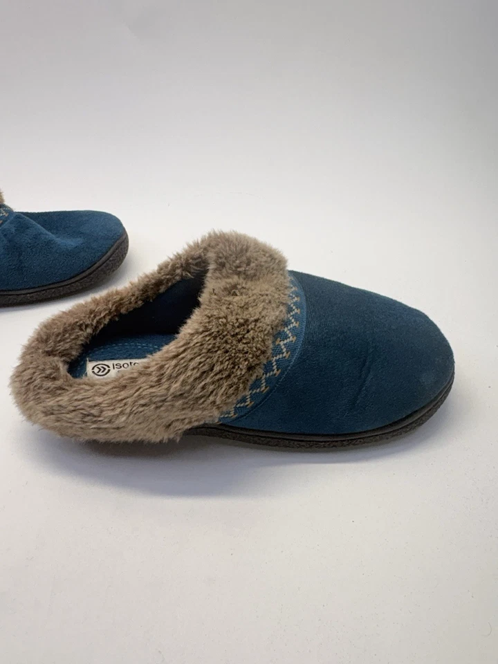 Zapatillas Isotoner para mujer sin cordones de espuma viscoelástica verde azulado de piel sintética talla 9 UK 7 Foto 2 de 4