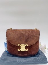 Celine Pre-Owned Authentic TEEN BESACE TRIOMPHE cowhide suede chain handbag
