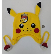 NWT New Pokemon PIKACHU Knitted BIOWORLD Beanie Hat with Pokeball Tassels
