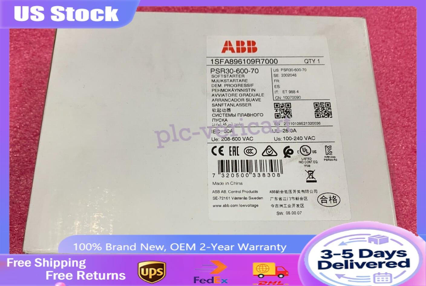 ABB PLC PSR30-600-70 1SFA896109R7000 SOFT STARTER 30A QTY 1