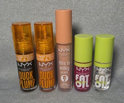 5 PC NYX Lip Gloss & Lip Oil-Duck Plump, Lip Drip Lip Oil,Milky Gloss New Sealed