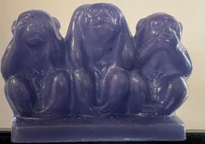 Mold-A-Rama 3 Monkeys, See, Hear, Speak No Evil - DARK GUN METAL BLUE- RARE