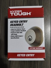 Hyper Tough Keyed Entry Deadbolt Antique Brass Finish Complete, New
