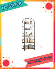 Bookshelf, Arched Bookshelf 5 Tier Bookcase, Tall Shelf for CDs/Books