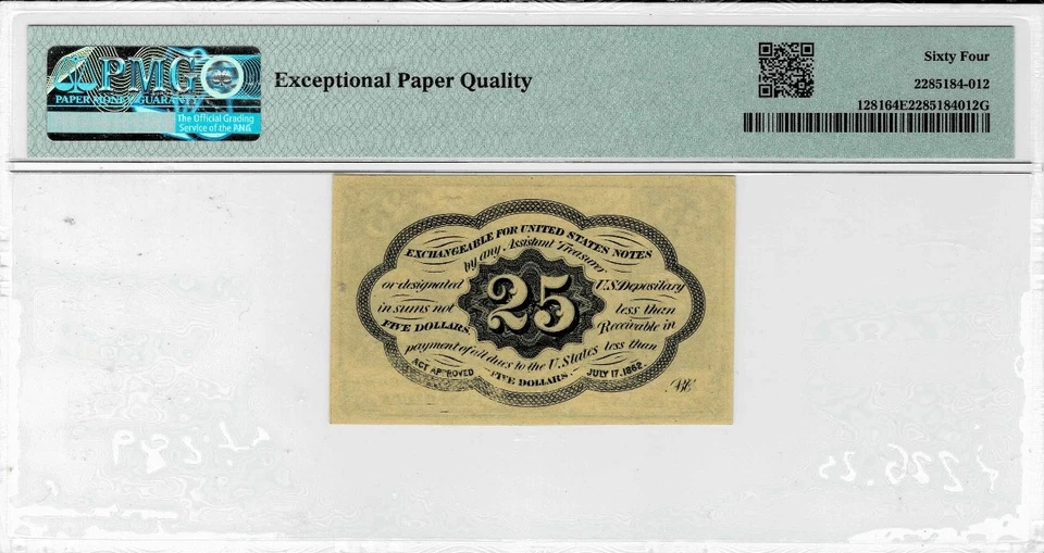 .25 Cent Fractional Currency note--fr.1281--Straight Edges- PMG CU 64 EPQ - Image 2 of 4