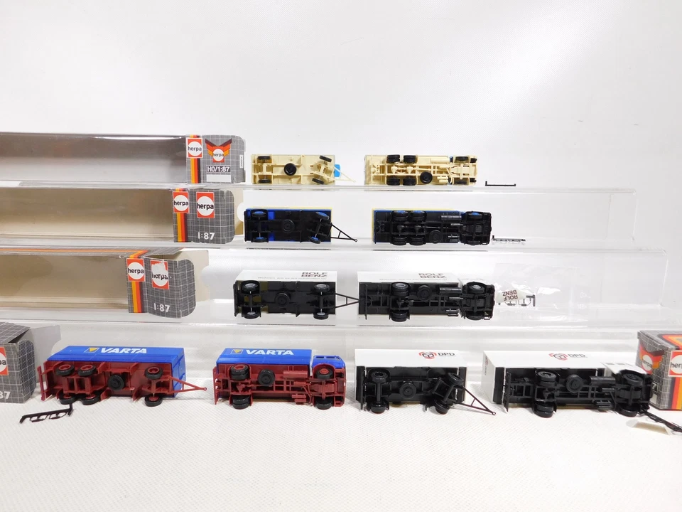 5X Herpa H0 1:87 Rimorchio MB Krone Varta DPD Rolf Benz Nagel Mint Box #DP413-1 - Immagine 3 di 4