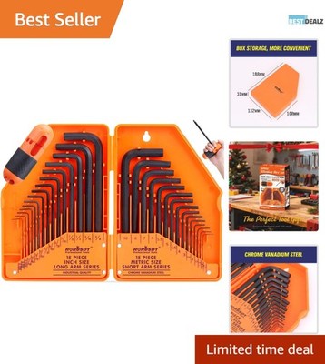 Comprehensive 32-Piece Allen Wrench Set - Inch/Metric with High Leverage Design